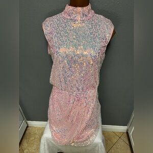 Pink Sequin Open Back Dress SZ S
